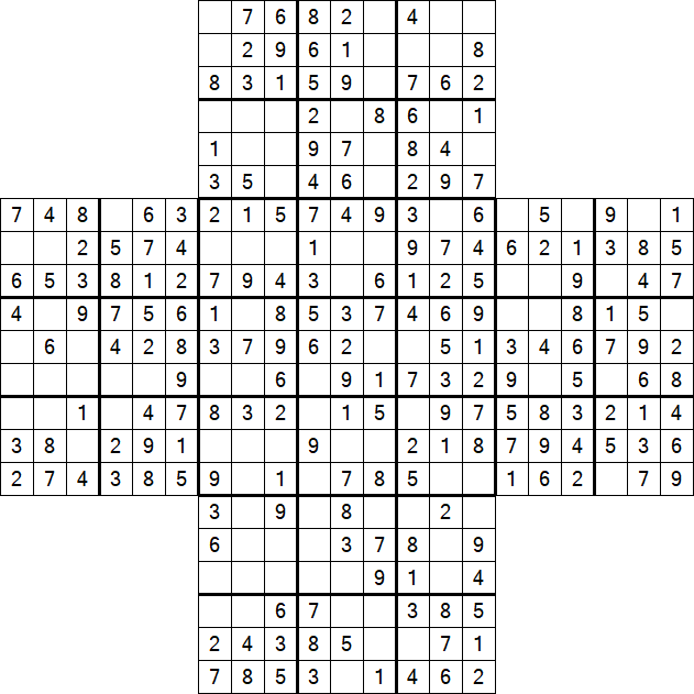 Cross Sudoku - Easy