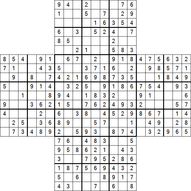 Cross Sudoku - Easy