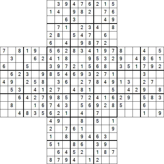 Cross Sudoku - Easy