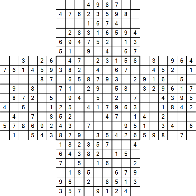 Cross Sudoku - Easy