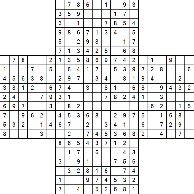 Cross Sudoku - Easy