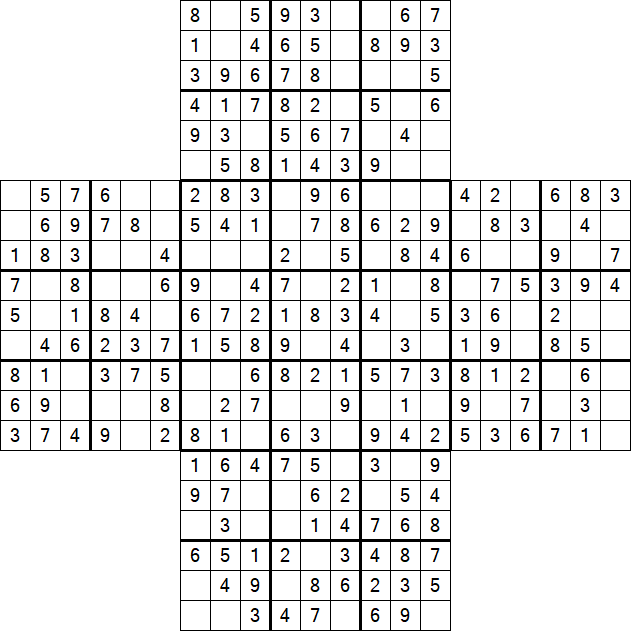 Cross Sudoku - Easy