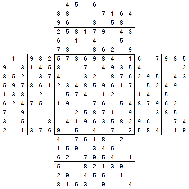 Cross Sudoku - Easy