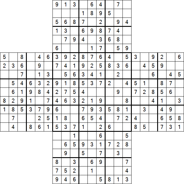 Cross Sudoku - Easy