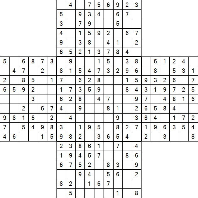 Cross Sudoku - Easy