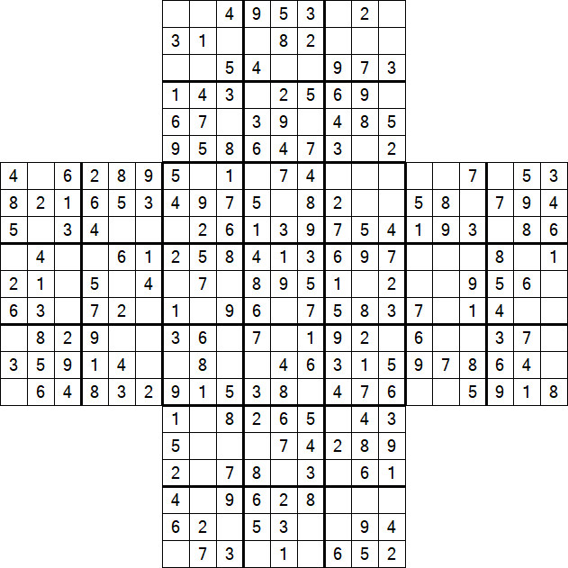 Cross Sudoku - Easy