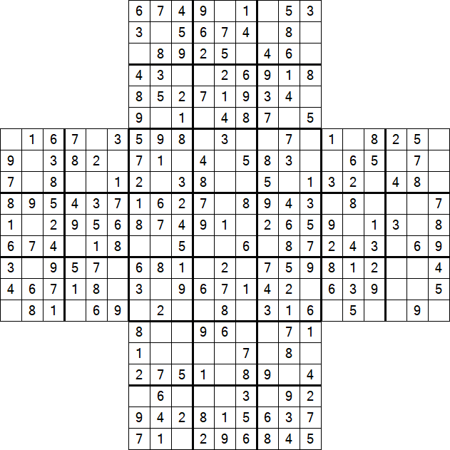 Cross Sudoku - Easy