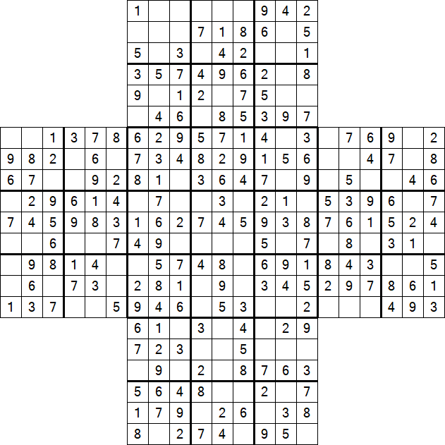 Cross Sudoku - Easy