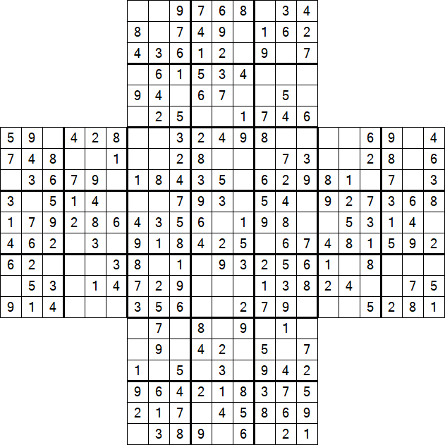 Cross Sudoku - Easy
