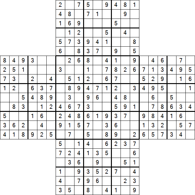 Cross Sudoku - Easy