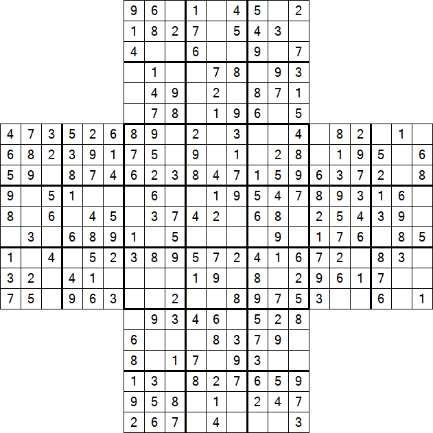 Cross Sudoku - Easy