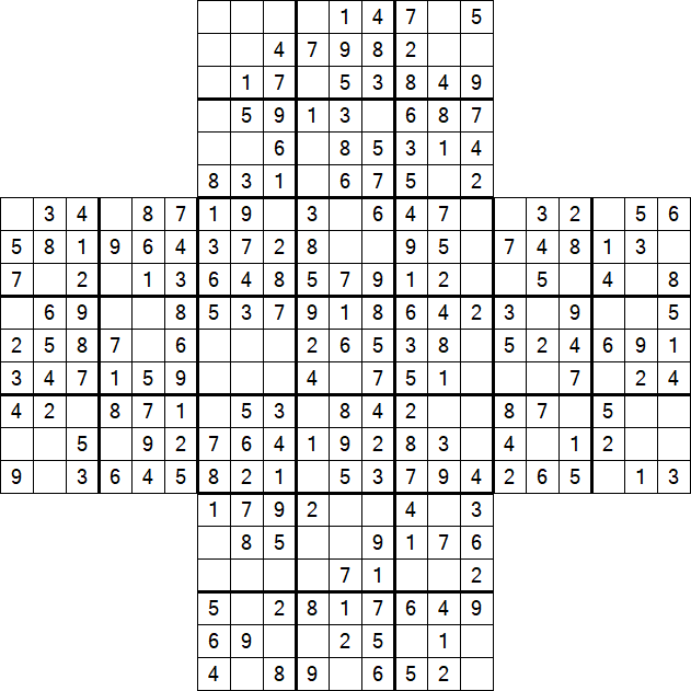 Cross Sudoku - Easy