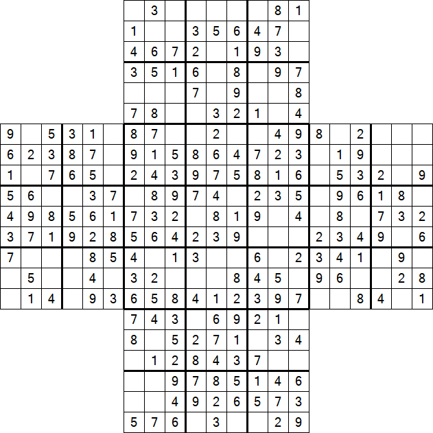 Cross Sudoku - Easy