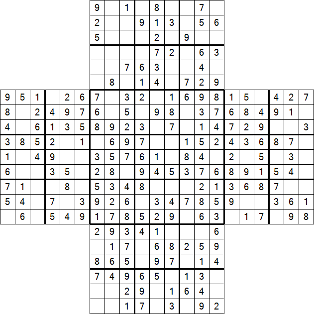 Cross Sudoku - Easy