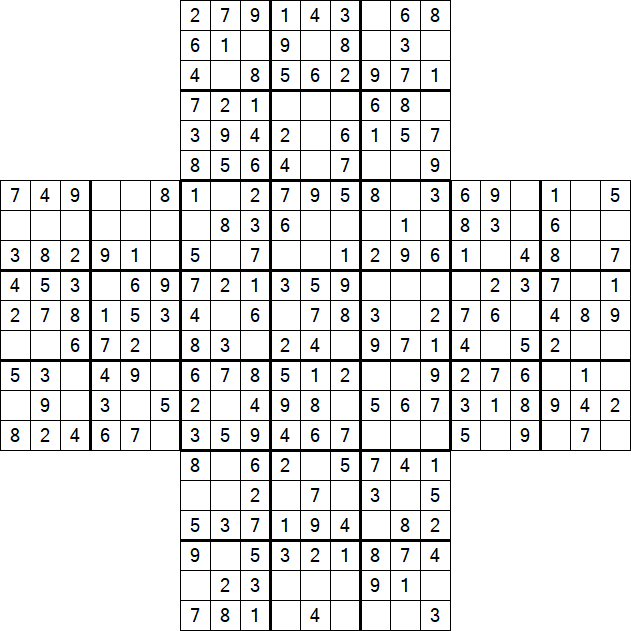 Cross Sudoku - Easy