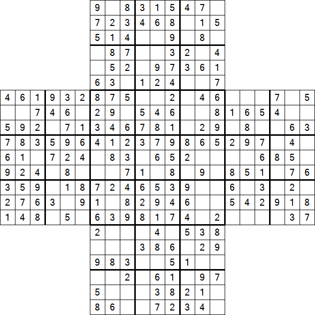 Cross Sudoku - Easy