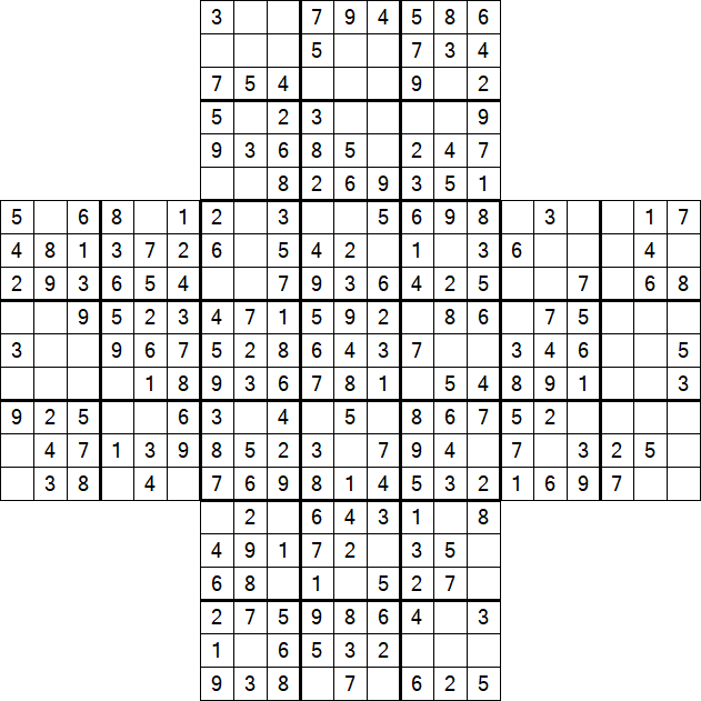 Cross Sudoku - Easy