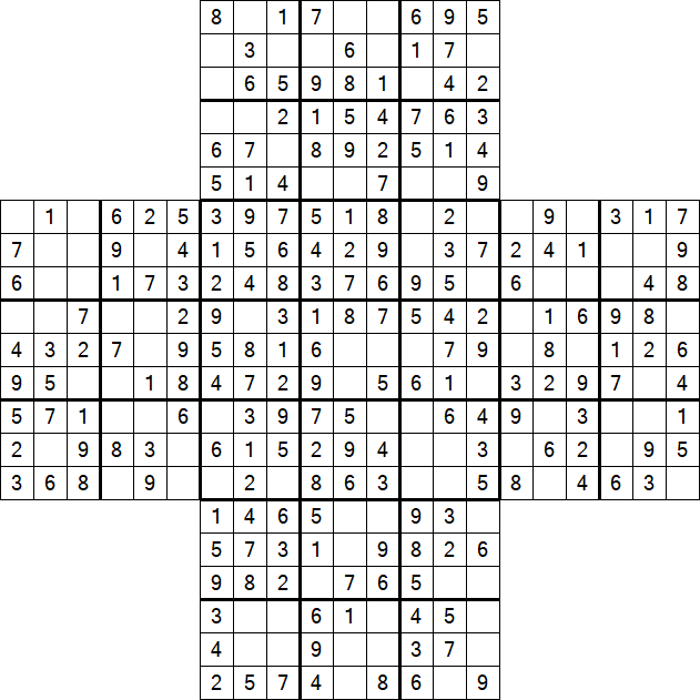 Cross Sudoku - Easy