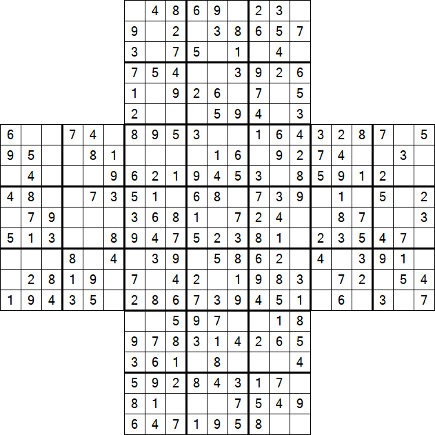Cross Sudoku - Easy
