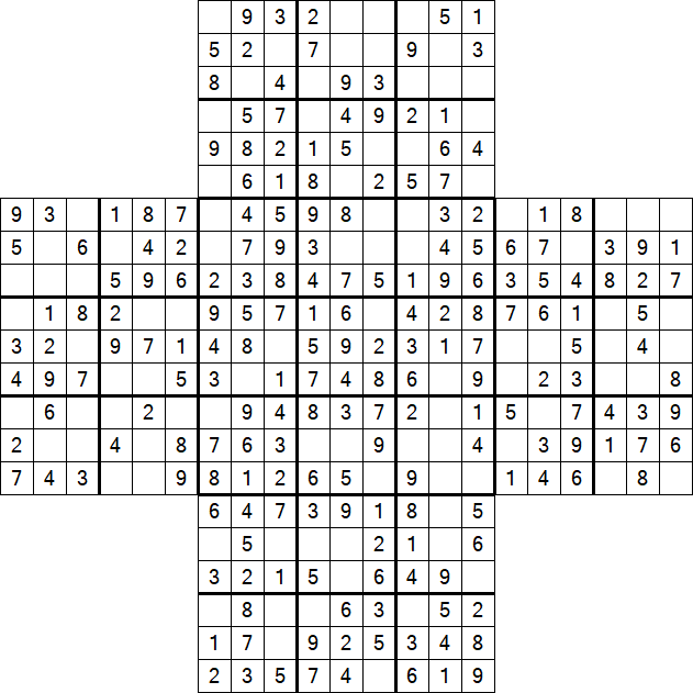 Cross Sudoku - Easy