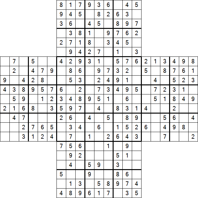 Cross Sudoku - Easy