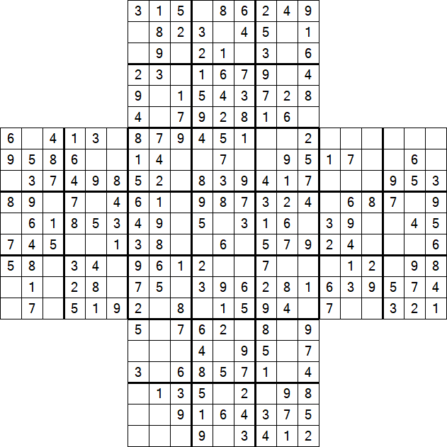 Cross Sudoku - Easy
