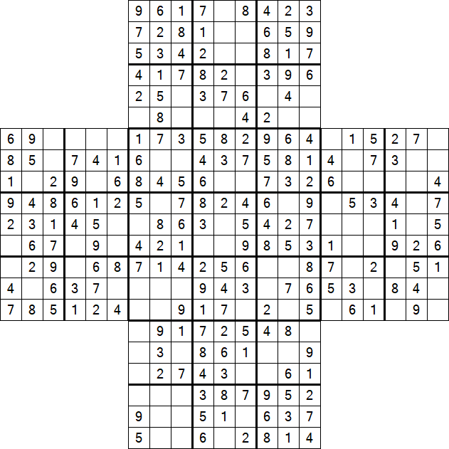 Cross Sudoku - Easy