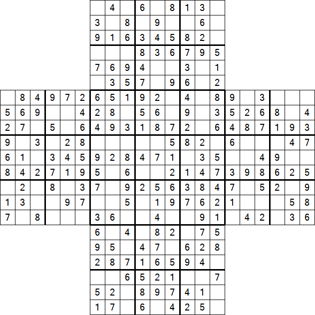 Cross Sudoku - Easy