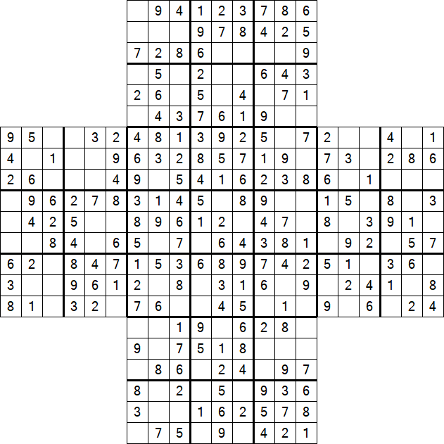 Cross Sudoku - Easy