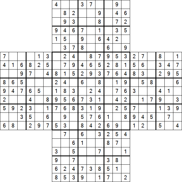 Cross Sudoku - Easy