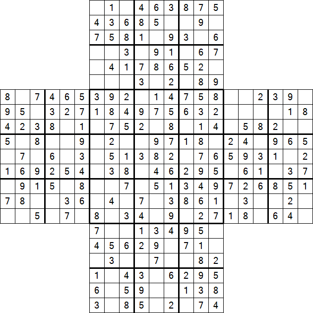 Cross Sudoku - Easy