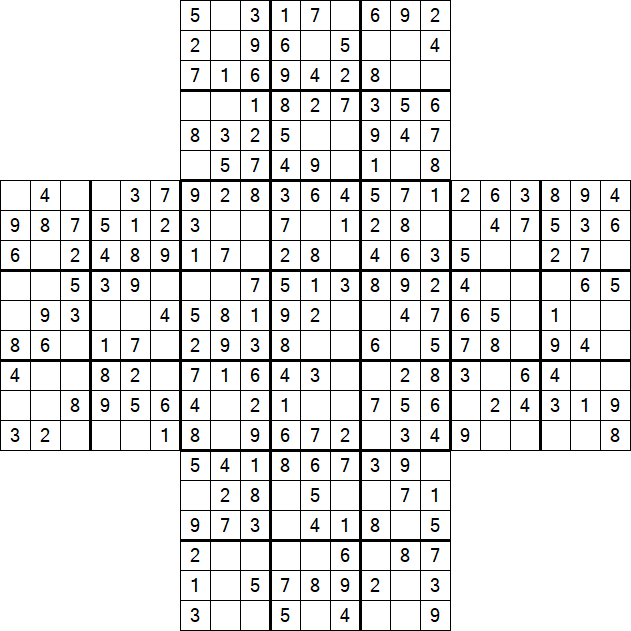 Cross Sudoku - Easy
