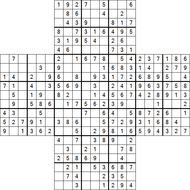 Cross Sudoku - Easy
