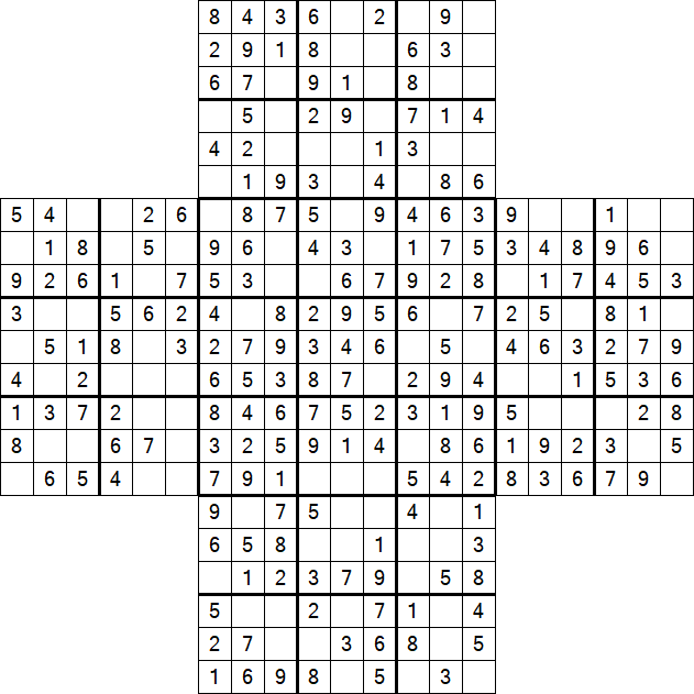 Cross Sudoku - Easy