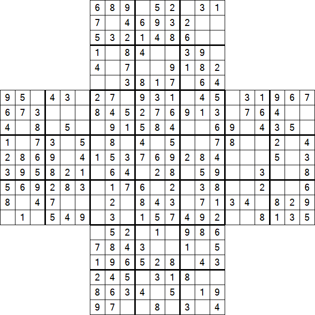 Cross Sudoku - Easy