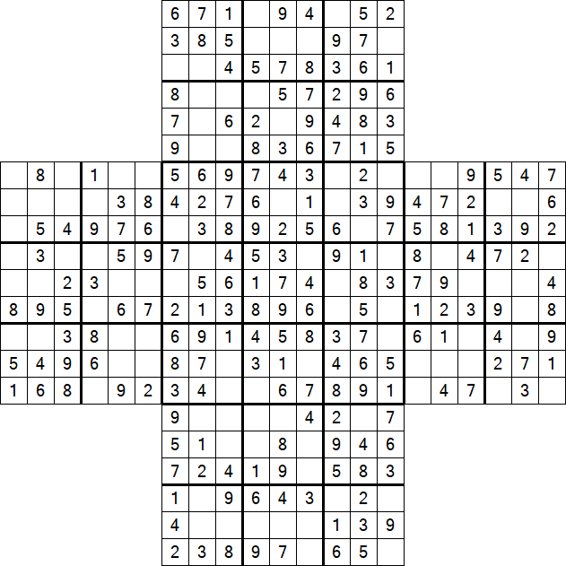 Cross Sudoku - Easy