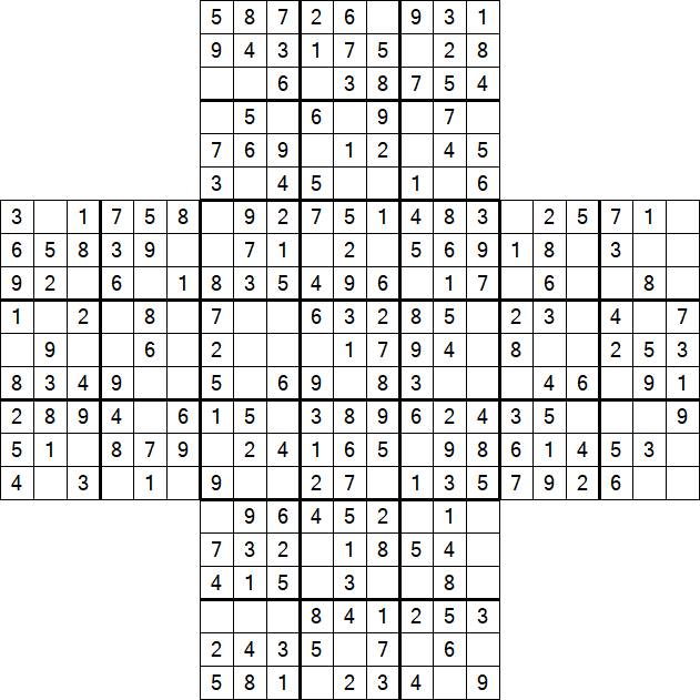 Cross Sudoku - Easy