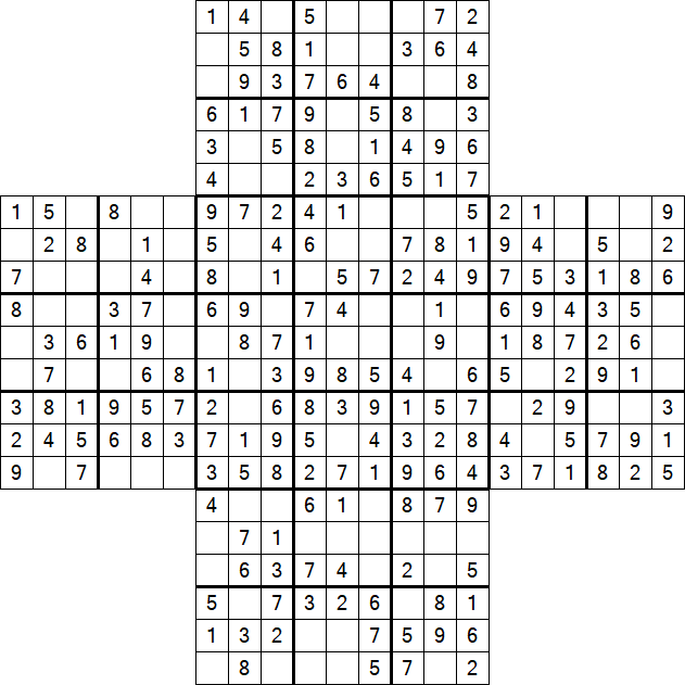 Cross Sudoku - Easy