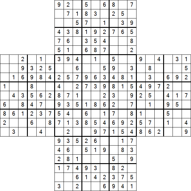 Cross Sudoku - Easy