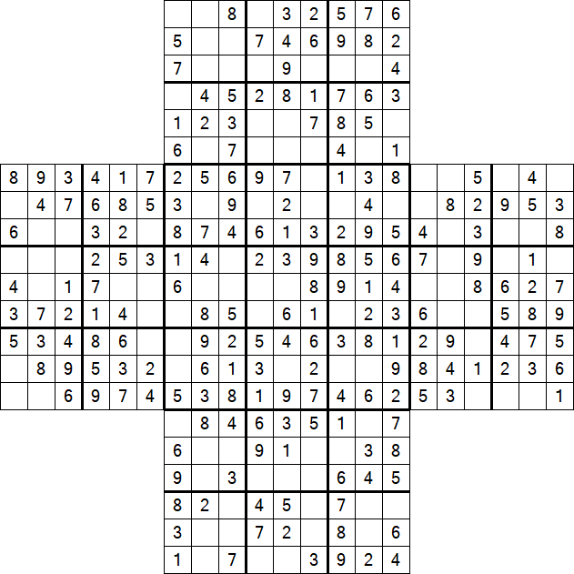 Cross Sudoku - Easy