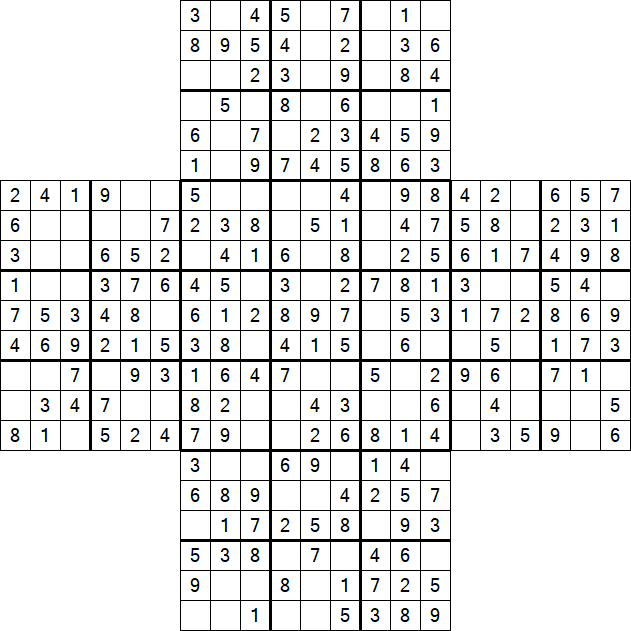 Cross Sudoku - Easy