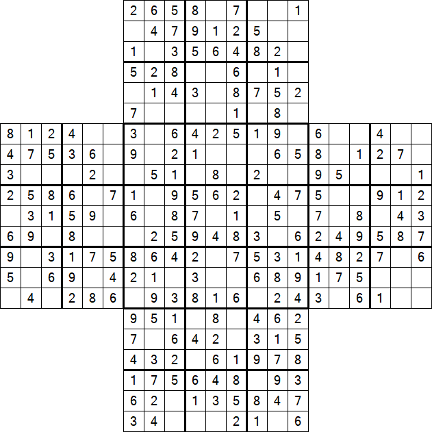 Cross Sudoku - Easy