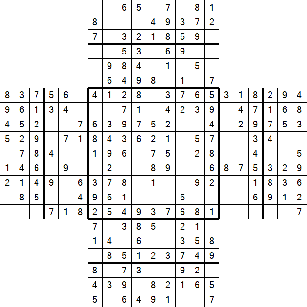 Cross Sudoku - Easy