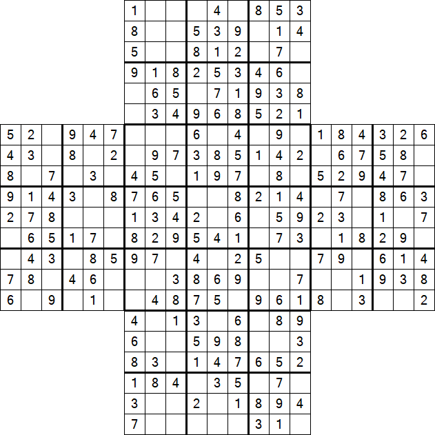 Cross Sudoku - Easy