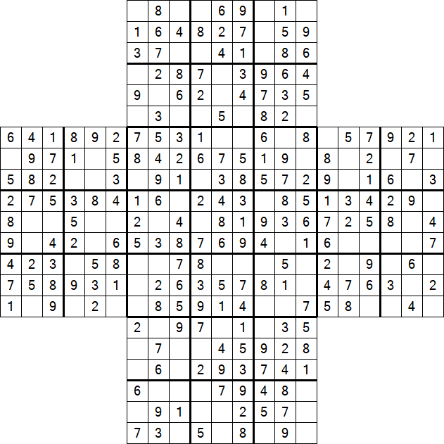 Cross Sudoku - Easy