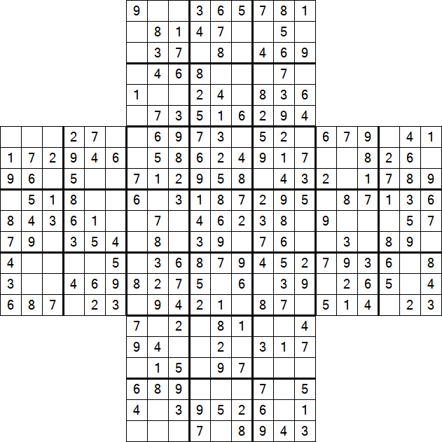 Cross Sudoku - Easy