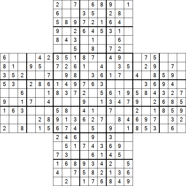 Cross Sudoku - Easy