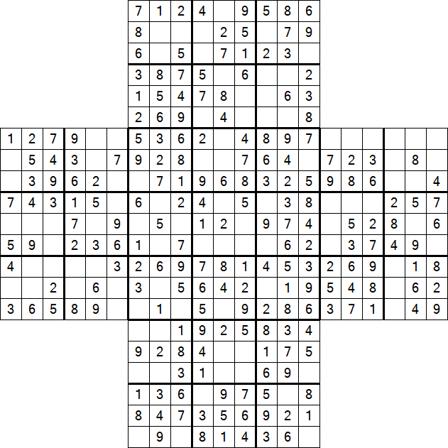 Cross Sudoku - Easy