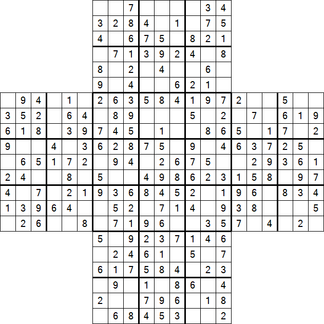 Cross Sudoku - Easy