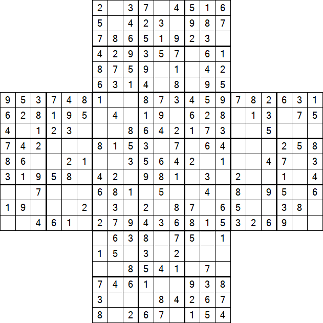 Cross Sudoku - Easy